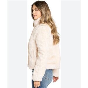 Ambiance Outerwear Faux Fur Shearling Teddy Jacket Ivory Womens Size Large